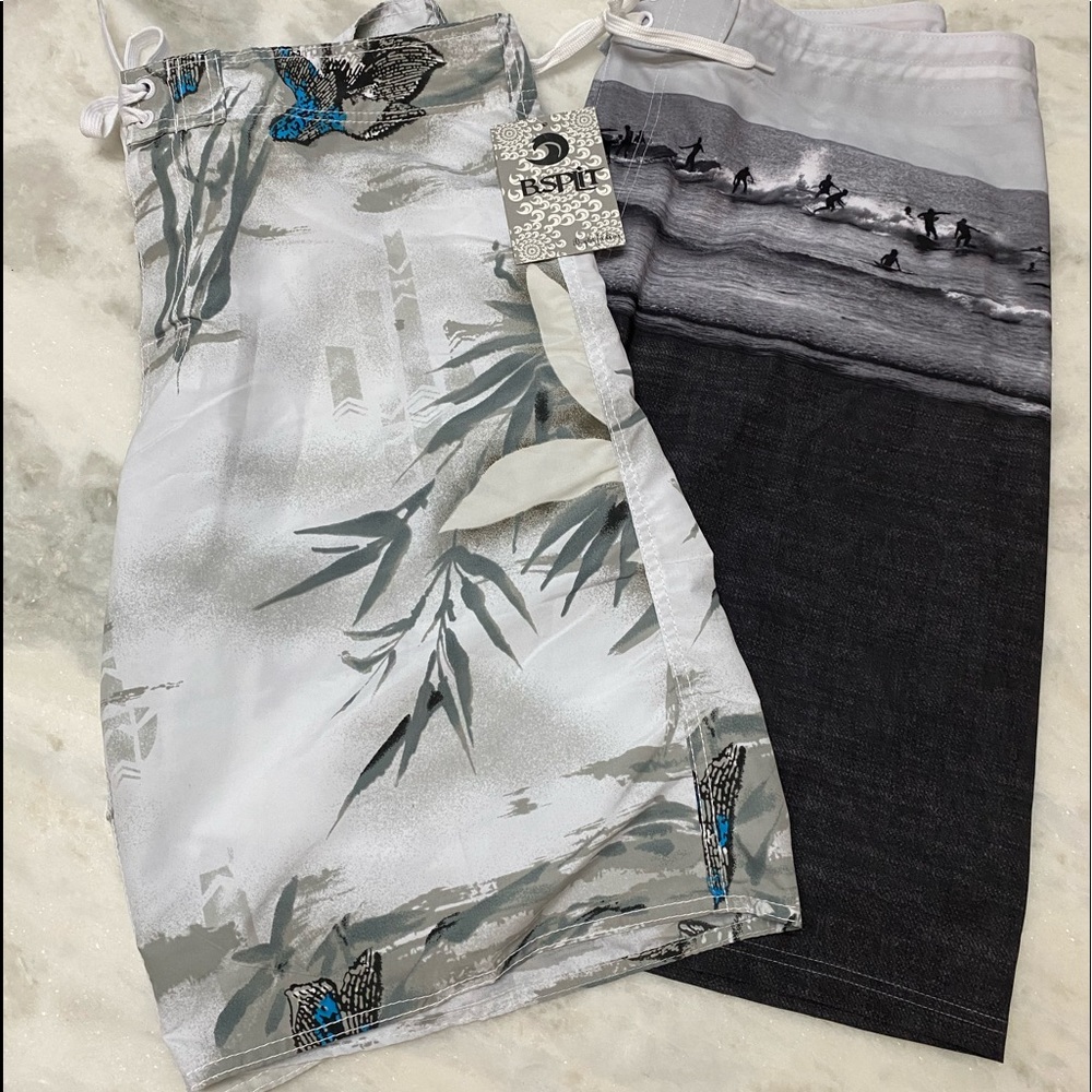 2 Pair Board Shorts Swim Trunks NWT